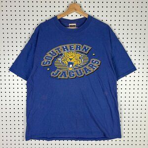 Southern Jaguars Vintage T Shirt Size XL Blue Graphic 90s Red Oak Faded HBCU‎